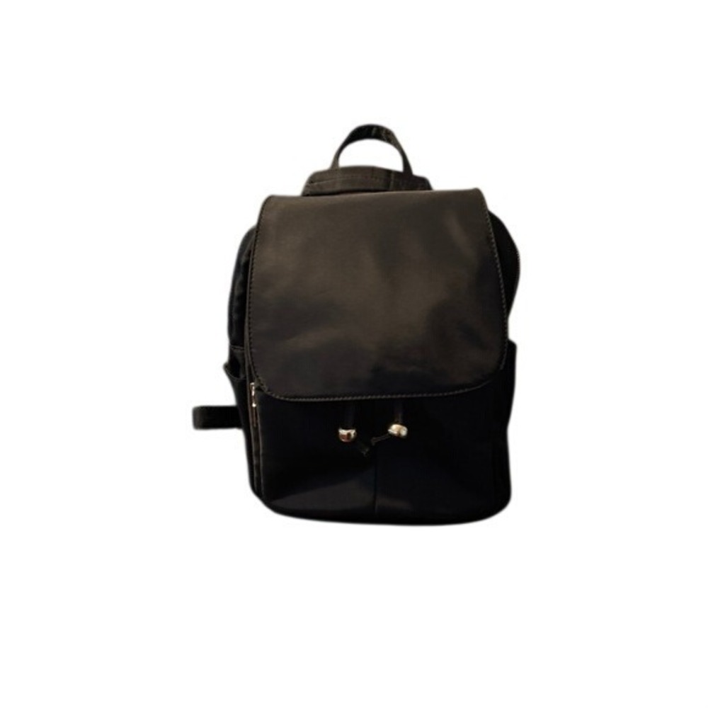 Black Nylon Mini Backpack Gold Hardware‎ Multi Pocket Travel Bag